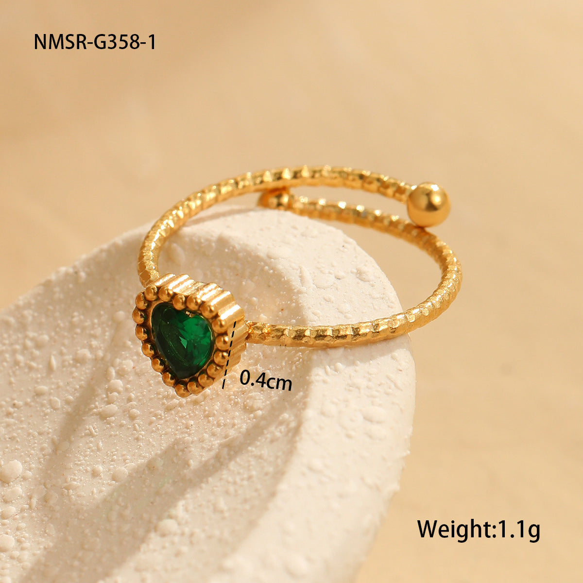 Elegant Retro Love Inlaid Zircon Stainless Steel Ring Niche Open Ring Jewelry