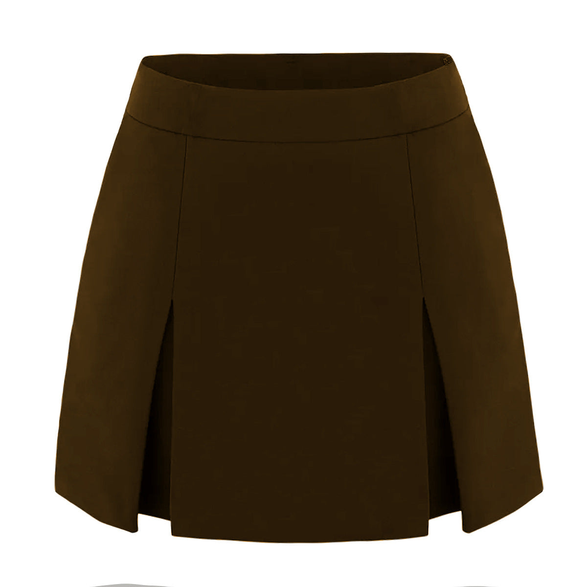 Damen Double Slit A-Linien Hosenrock Elastischer High Waist Reißverschluss Culottes Damen