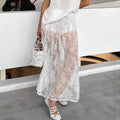 Sexy Brocade Lace See through White Jacquard Early Spring Dress
