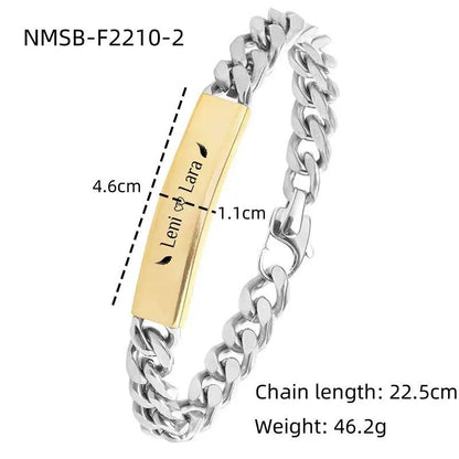 18K Vacuum Gold Plated Titanium Steel Bracelet Laser Laser Letter Graphic Number Stainless Steel Bracelet by Wanita Store