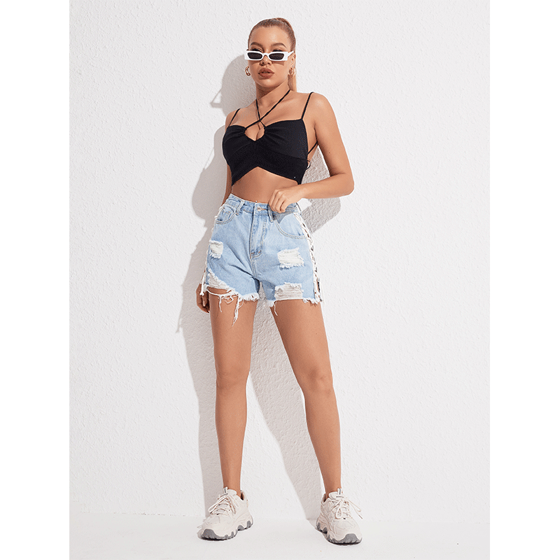 High-Waist Shaping Jeansshorts Damen Sommer Slim Fit Hose