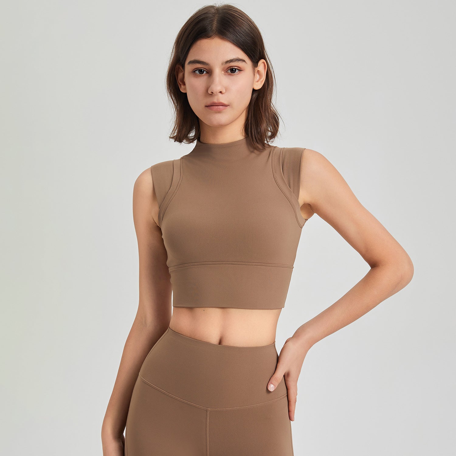 Lycra Hochelastisch Stoßfest Laufen Sport Unterwäsche Rollkragen Fixierte Körbchen Yoga Kleidung BH Weste Schnelltrocknendes Workout Top