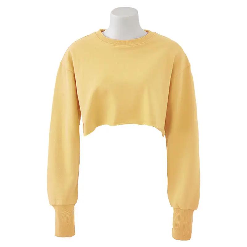 Cropped Cropped Hoodie Women Clothing Fleece Lined Pullover Long Sleeve Yoga Fitness Sports Coat by Wanita Store