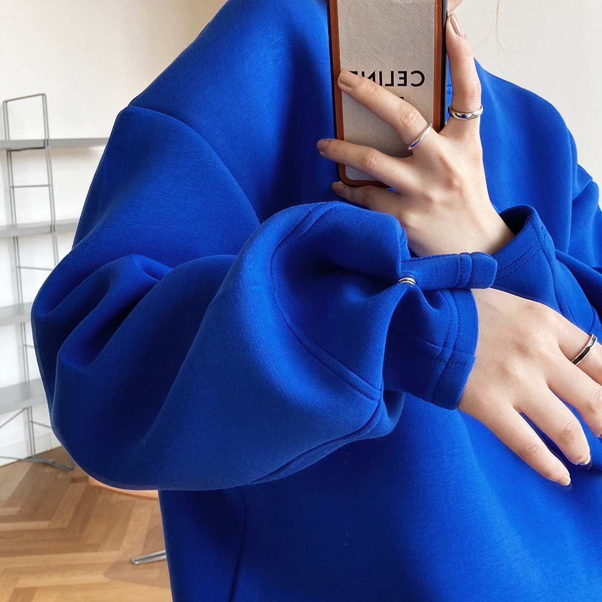 Modisches Memory-Baumwoll-Sweatshirt für Damen, Frühling, Herbst, dünnes Design, lockeres Oberteil aus Air-Layer-Stoff