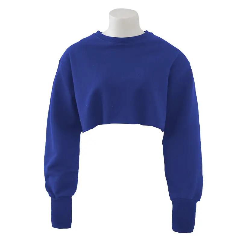 Cropped Cropped Hoodie Women Clothing Fleece Lined Pullover Long Sleeve Yoga Fitness Sports Coat by Wanita Store
