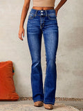 Vintage Stretch Jeans Damen Frühling Ausgewaschene Street Bootcut Hose