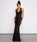 Damenbekleidung Sexy Neckholder Paillettenkleid All-Matching Festliches Kleid