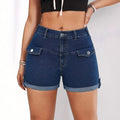 Summer Curling Pants Girls Women High Waist Abdominal Elastic Hip Lifting Denim Mid High Stretch Shorts