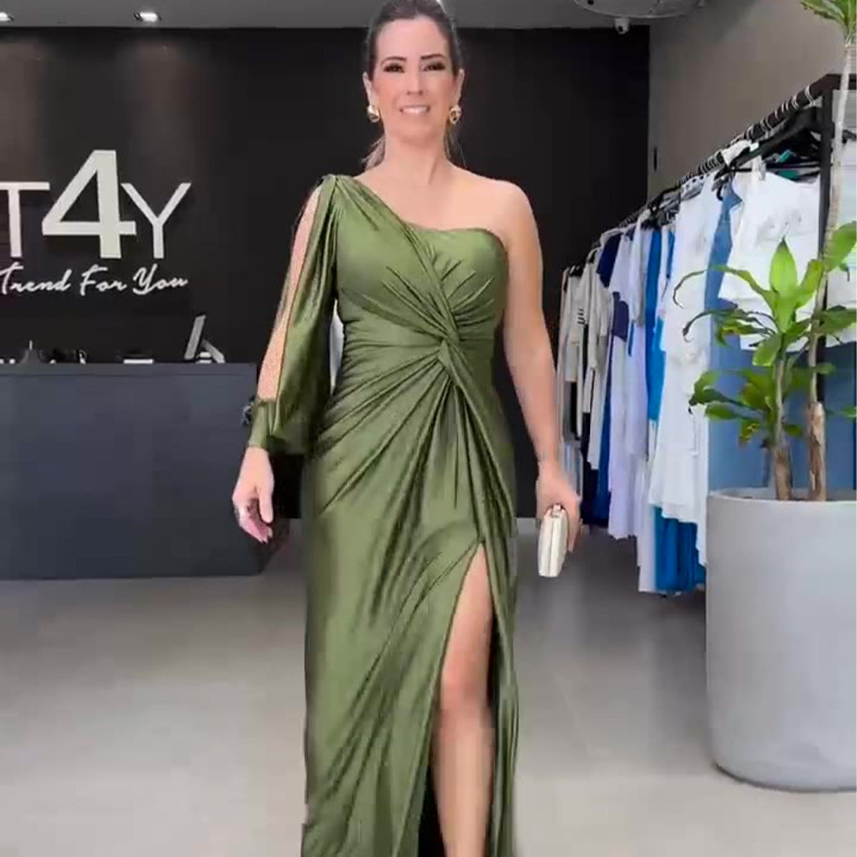 Frühlings-Abendkleid, Socialite, mit geschnürter Taille, schmal geschnittenes Maxikleid für Damen
