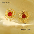 French Simplicity Sweet Lace Hollowed out Stainless Steel Studs Design Titanium Steel Earrings for Women