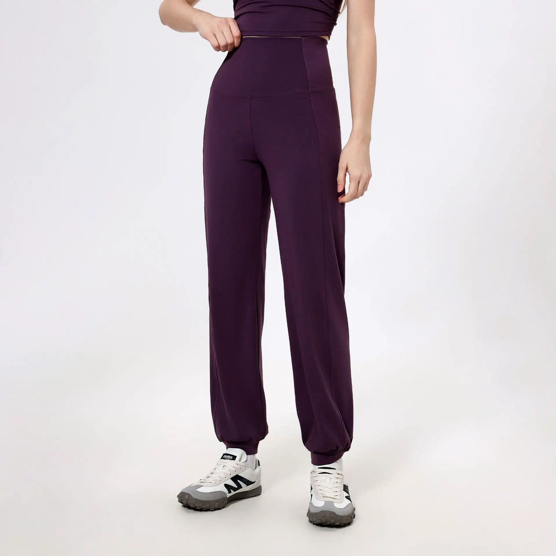 High Waist Belly Contracting Sports Loose Straight Ankle Tied Trousers Women Quick Drying Running Fitness Pants Nude Feel Yoga Pants by Wanita Store