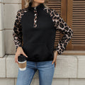 Herbst Lässig Cool Street Halbrollkragen Strickjacke Naht Leopard Strickpullover Damen