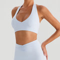 Spring Summer Sports Halter Yoga Bra Tops Outerwear Outdoor Running Shockproof Push up with Chest Pad Workout Underwear
