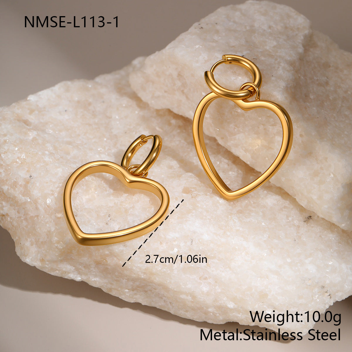 Personalized Heart Shaped Hollow Out Cutout Stainless Steel Earrings Women Niche Simple All Match Ear Jewelry