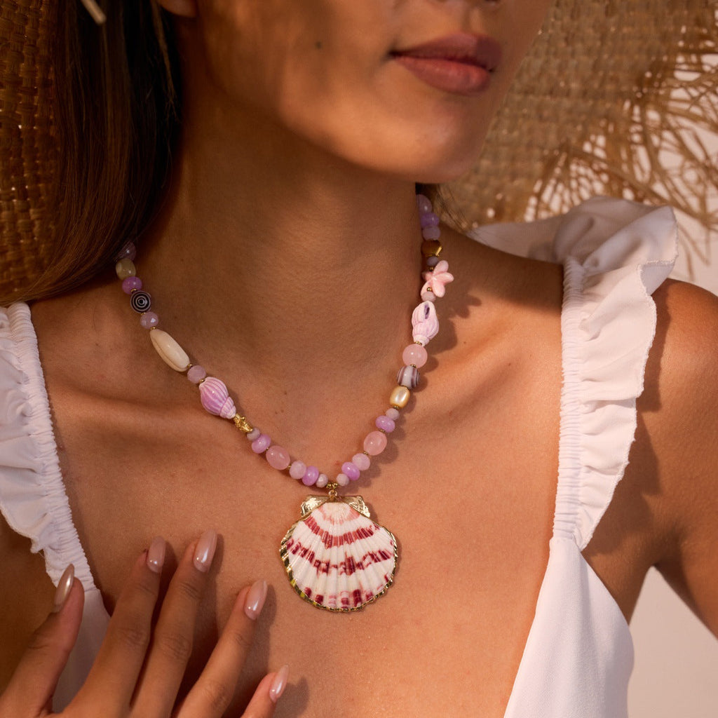 Ocean Special-Interest Necklace Women Holiday Casual Ceramic Starfish Big Shell Embellished