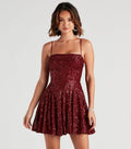 Sommerliches legeres, sexy A-Linien-Kleid mit Pailletten und Spaghettiträgern, elegant
