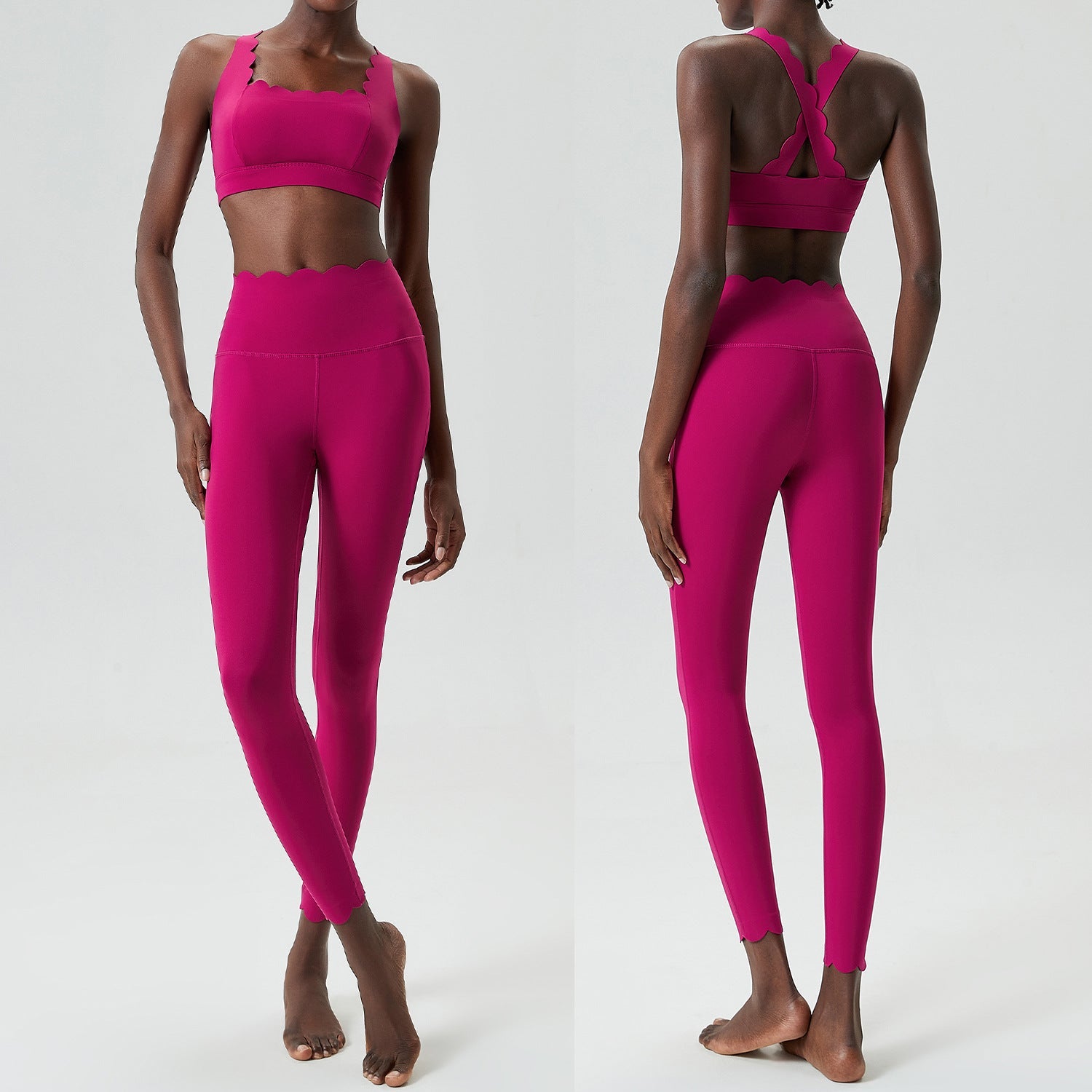 Small Wave Yoga-Anzug Suit Damen Enganliegender Sport-Fitness-Anzug Zweiteiliger Quick Dry Anzug
