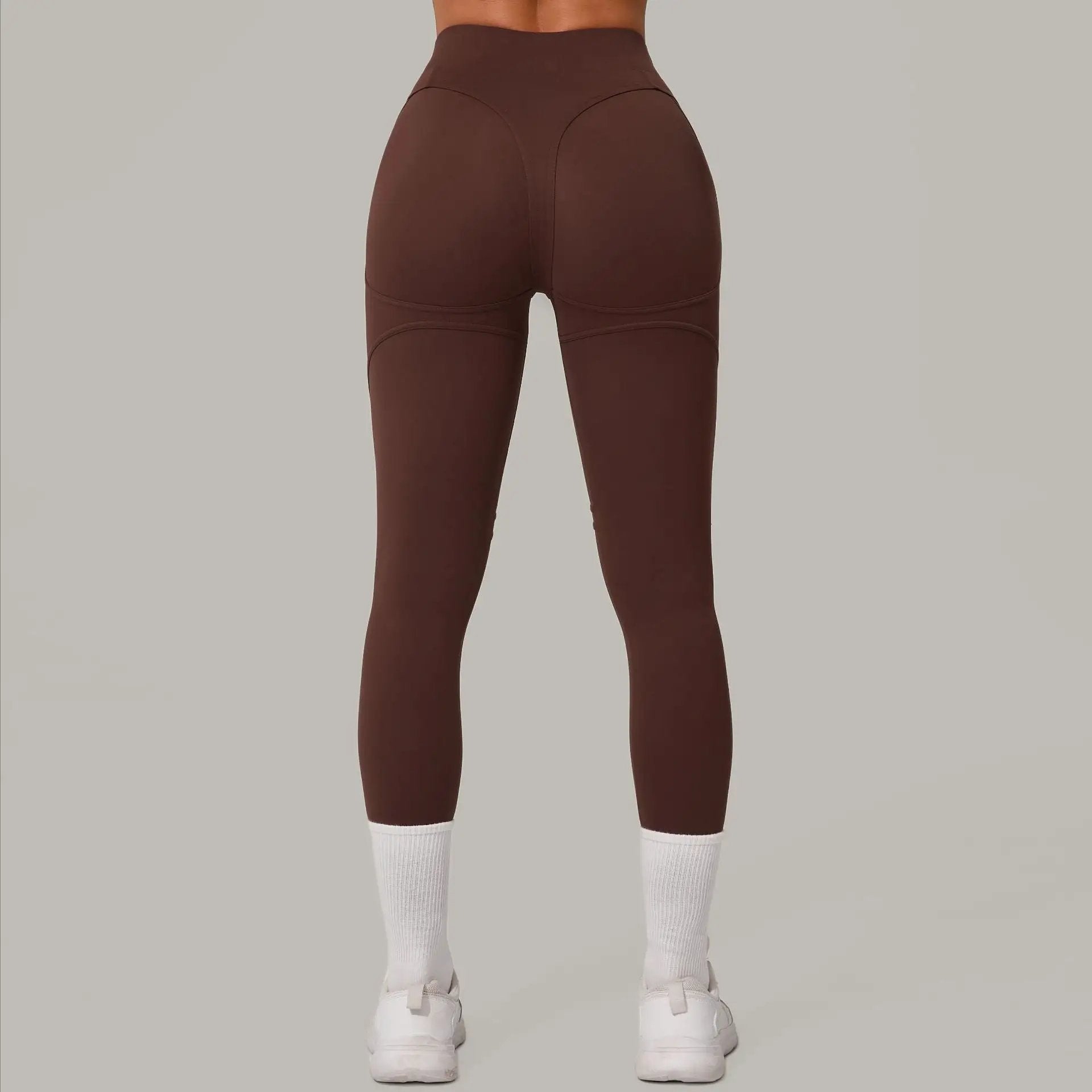 Autumn Sand High Waist Hip Lift Brushed Yoga Pants Running Quick Drying Fitness Pants Waist Slimming Hip Tight Sports Pants by Wanita Store