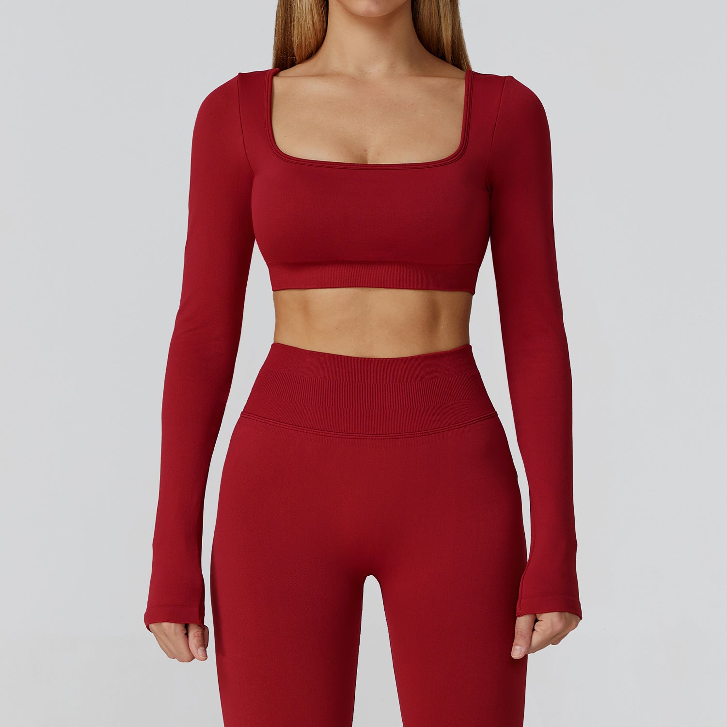 Sollinarry Slim Fit Nahtlose Yoga Kleidung Hohl Geschnitten Rückenfrei Beauty Back Yoga Langarm Damen Sport Laufen Fitness Kleidung