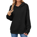 Herbst Winter Einfarbig Kapuzenpullover mit Tasche Lockere Langarm Sweatshirt Jacke für Damen