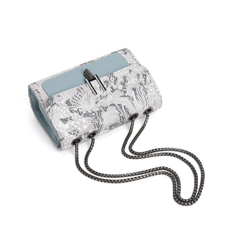 Sommer All Matching Damen Tasche Umhängetasche Bestickte Täglich Kleine Quadratische Tasche Doppellagige Kette Schulter Achseltasche