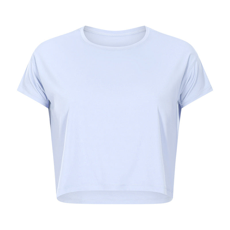 Sexy verkürztes Yoga T-Shirt für Damen, schnell trocknend, locker, atmungsaktiv, Outdoor-Sport-Trainingskleidung