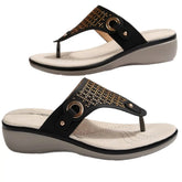 Summer New Wedge-Heeled Slippers for Women, Heightening Casual Rhinestone Thong Sandals for Outer Wear, Beach Flip-Flops, Large Size Shoes SHOPEZRA L.L.C.