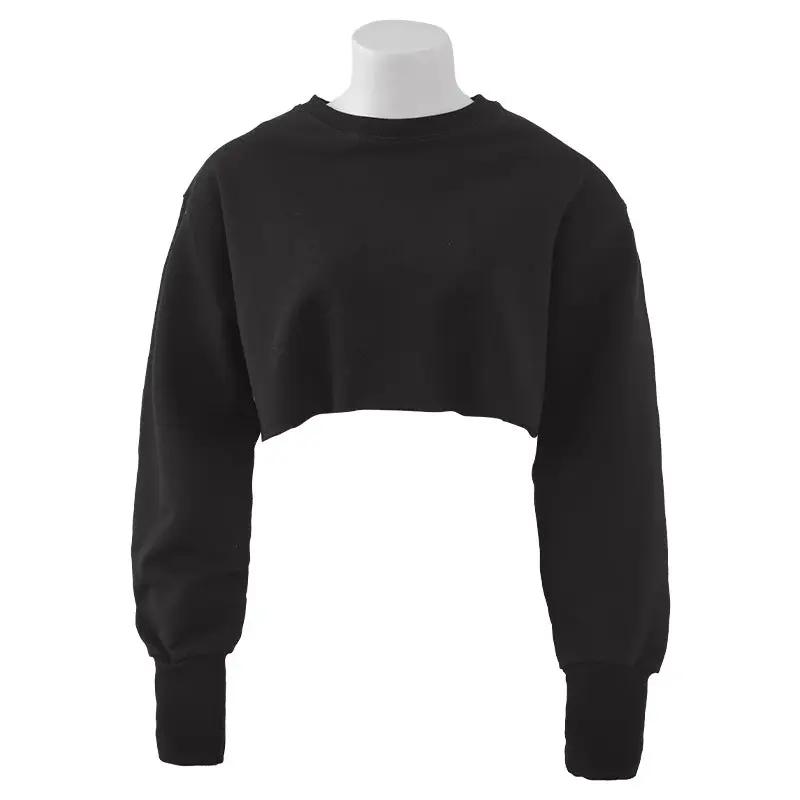 Cropped Cropped Hoodie Women Clothing Fleece Lined Pullover Long Sleeve Yoga Fitness Sports Coat by Wanita Store