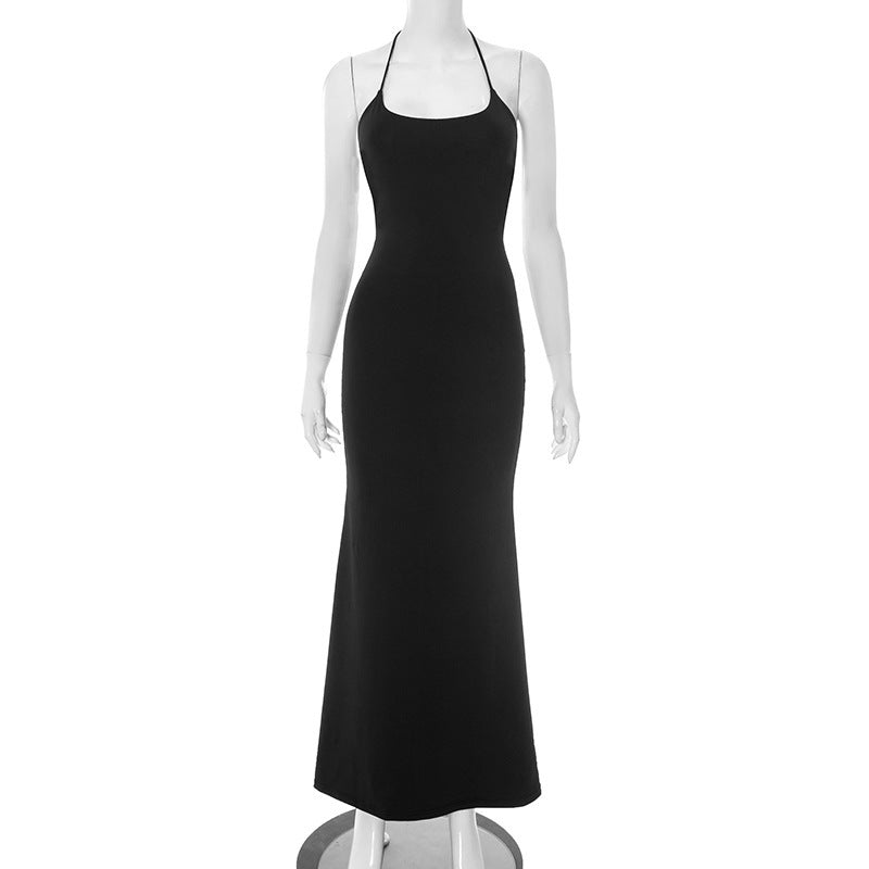 Women Clothing Summer Sexy Slim Fit Halter Tied Dress Women