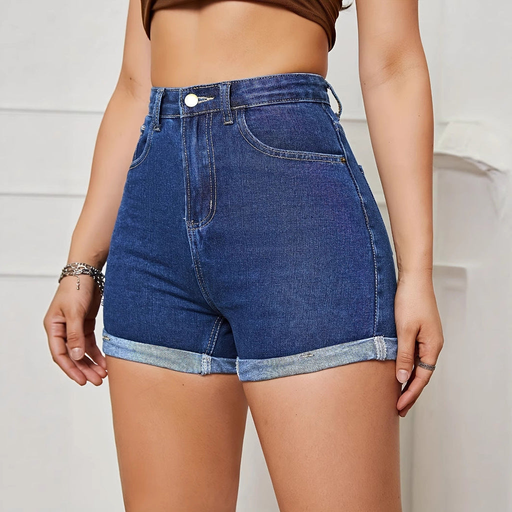 Women Knitted Denim Shorts