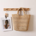 Raffia Tragbare Strohtasche Handtasche Große Kapazität Ausgehöhlte Gewebte Tasche Strandurlaub Strandtasche