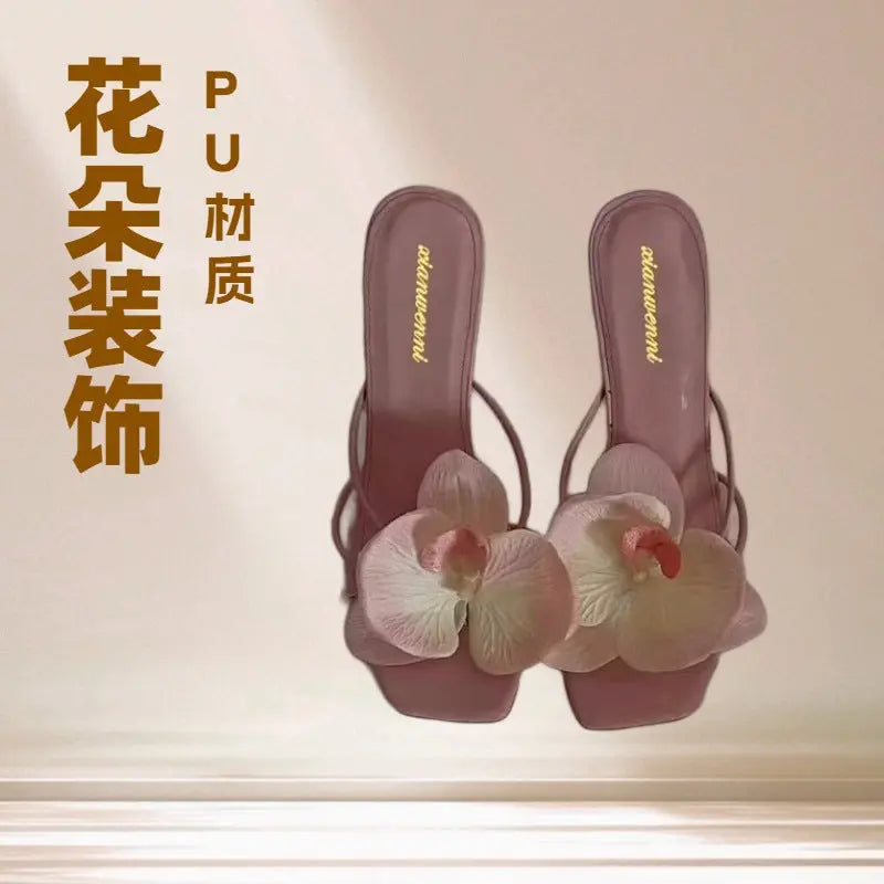 Trendy Travel Beach Sandals European and American Style 2026 New Floral Decoration Thong High-Heeled Sandals for Women Summer Outdoor Wear Fashion SHOPEZRA L.L.C.
