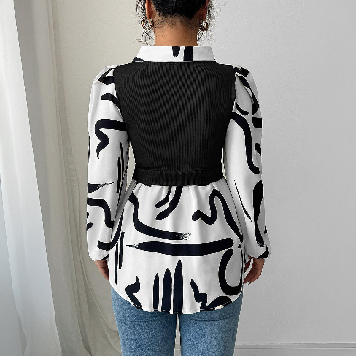 Women Clothing Autumn Casual Vacation Advanced Printed Vest Top Shirt