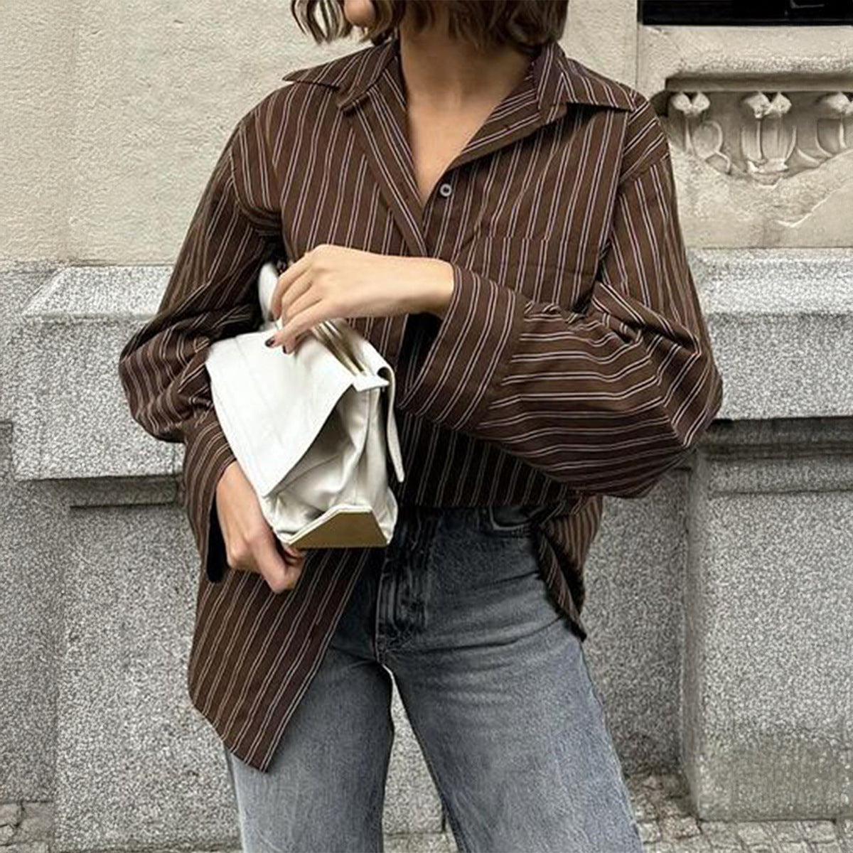 Women Clothing Autumn Casual Vacation Plaid Long Sleeve Coat Shirt