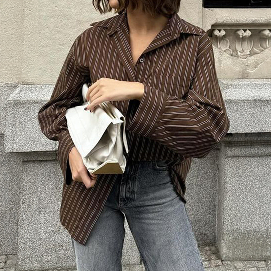 Women Clothing Autumn Casual Vacation Plaid Long Sleeve Coat Shirt