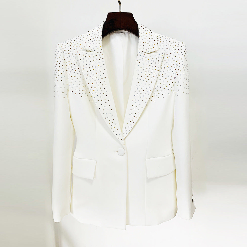 Strass-Slim-Blazer mit einem Knopf für Damen