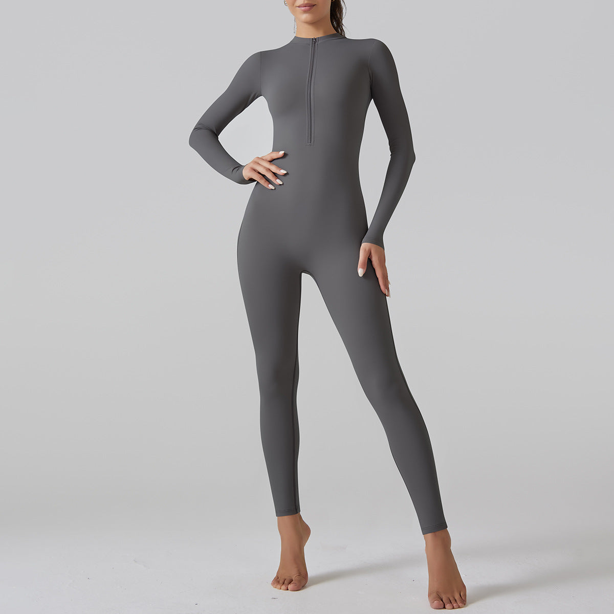 Internet Open Collar Langarm Reißverschluss Einteiler Tanz Fitness Sport Jumpsuit Sexy Eng Yoga Kleidung für Frauen
