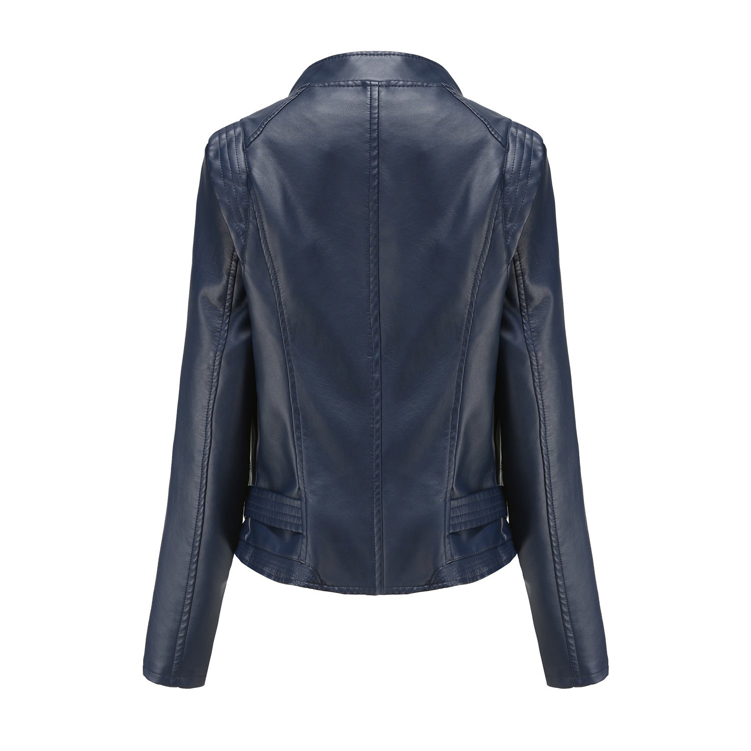 Faux-Leder Stehkragen Damen Slim-Fit Ledermantel Damen Frühling Herbst Dünner Langarm Mantel Kurze Damen Jacke Übergröße