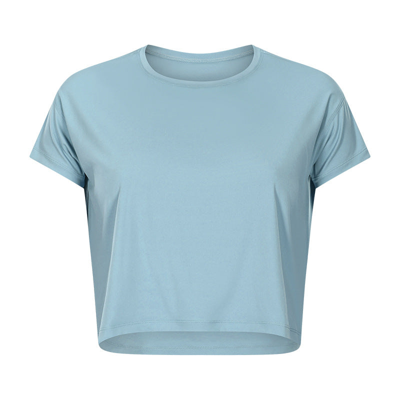 Sexy verkürztes Yoga T-Shirt für Damen, schnell trocknend, locker, atmungsaktiv, Outdoor-Sport-Trainingskleidung