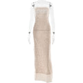 Sexy Women Clothing Evening Dress Elegant Bandeau Slim Fit Maxi Dress Sequined Split Backless Dress