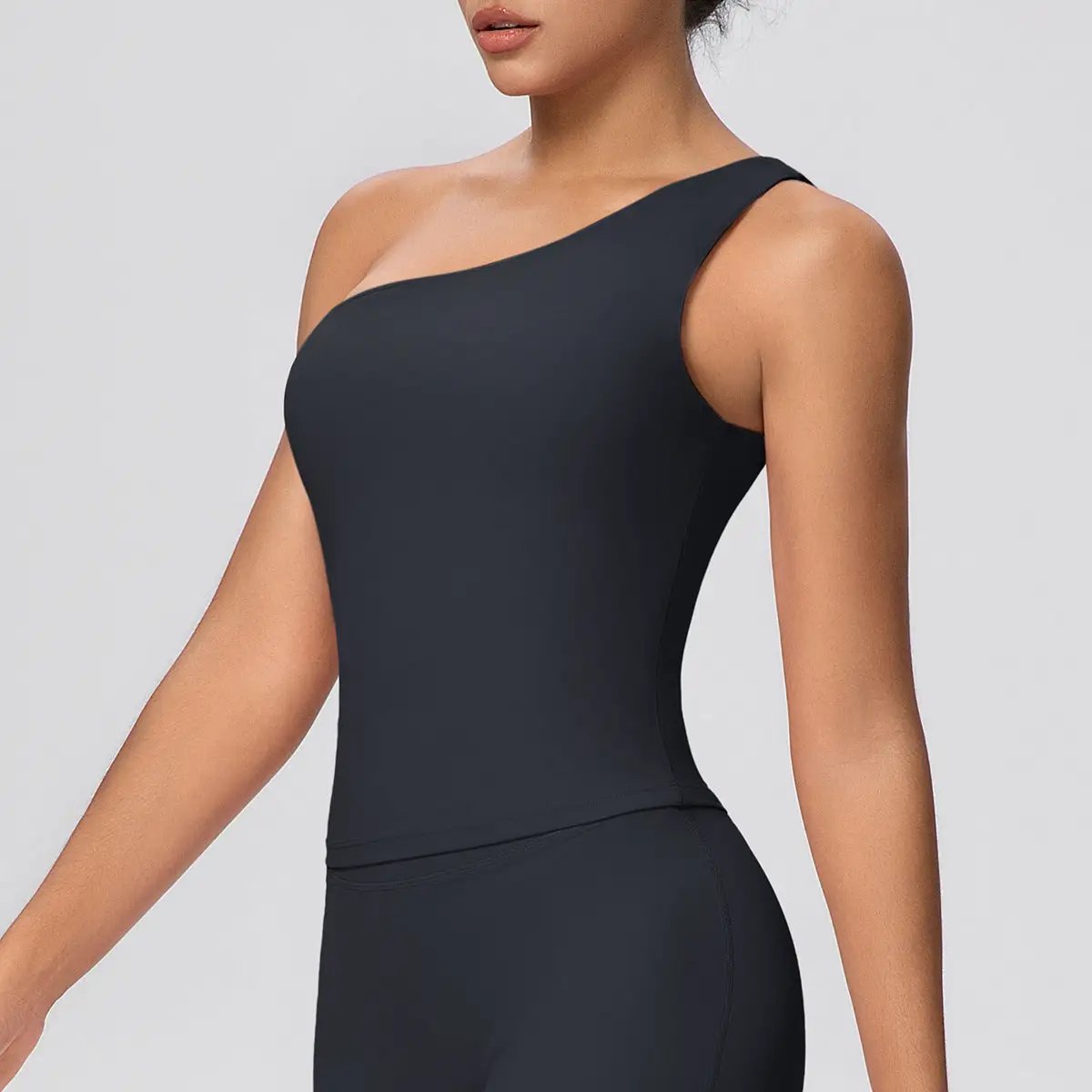 Cloud Sense Oblique One Shoulder Waist Yoga Clothes Sports Back Shaping Quick Drying Slim Fit Shaping Underwear Running Workout Vest by Wanita Store