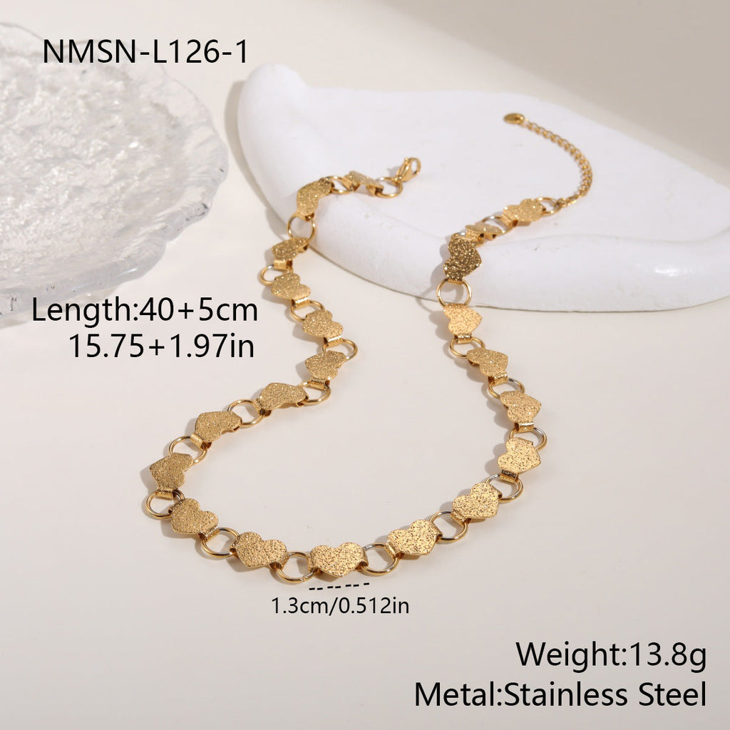 Personalized High Grade Hollowed Heart Shape Stainless Steel Necklace 18K Gold Plating Exaggerated Bracelet Hand Jewelry