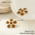 Trendy Leopard Print Design Floral Stainless Steel Studs Affordable Luxury Ear Rings