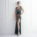 Craft Beaded Positioning Floral Sequin Party Dress Cocktail Slim Fit Evening Dress Elegant