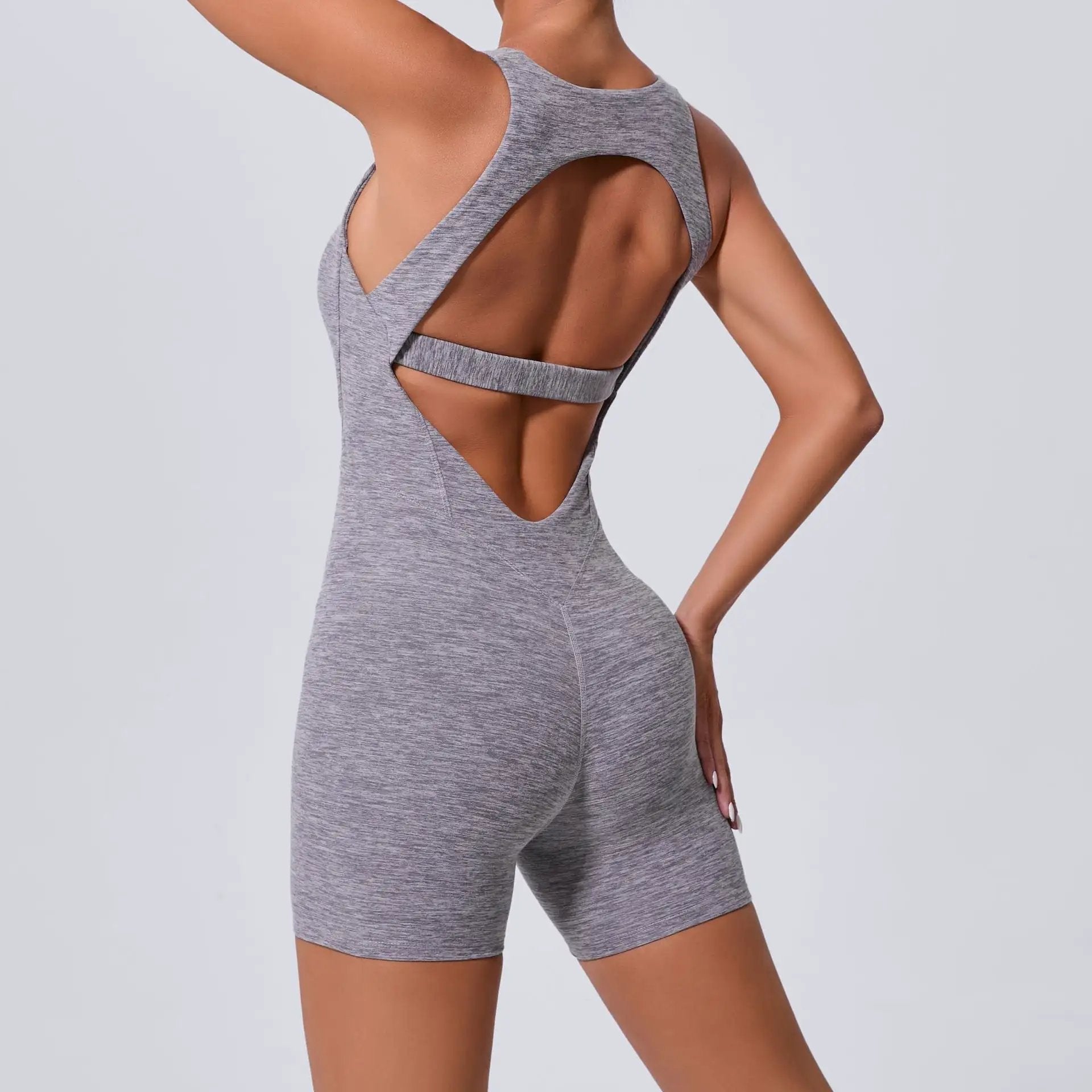 Autumn Sand Hollow Out Cutout out Beauty Back One Piece Yoga Jumpsuit Skinny Slimming Hip Lifting Fitness One Piece Sportswear for Women by Wanita Store