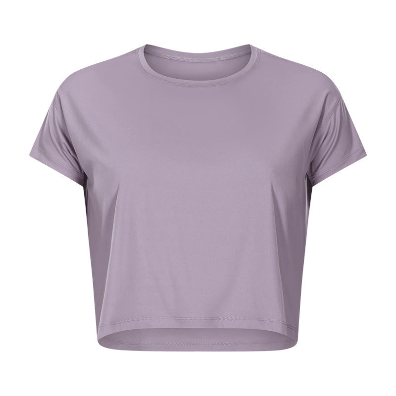 Sexy verkürztes Yoga T-Shirt für Damen, schnell trocknend, locker, atmungsaktiv, Outdoor-Sport-Trainingskleidung
