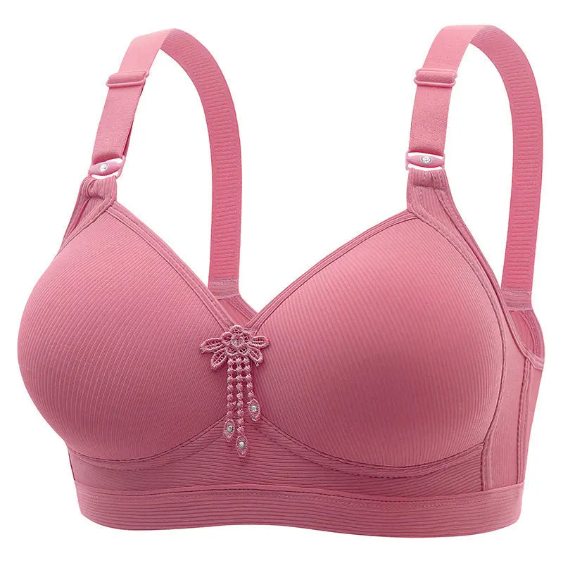 New Large Size No Rims Sweat-Absorbent Breathable Beautiful Back No Rims Push-Up Bra Top-Up Adjustable Underwear for Women SHOPEZRA L.L.C.
