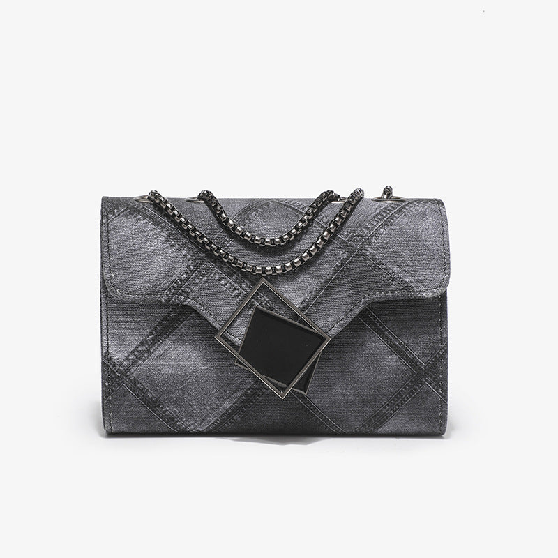Color Ink Gradient kleine quadratische Tasche Persönlichkeit Rhombus geprägte Kette Umhängetasche