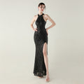 Sequin Mesh Heavy Industry Beaded Tube Floral Evening Dress Sexy Backless Fishtail Party Dinner Party Red Carpet