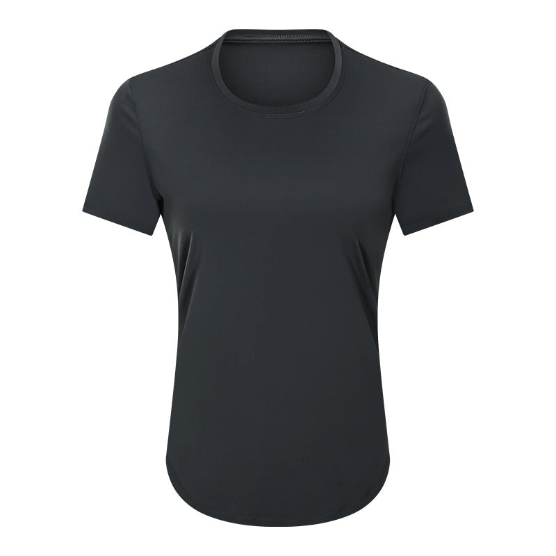 Summer Simple Loose-Fitting Sanding Yoga Short Sleeve Lightweight Breathable Sports Running Fitness Clothes Women